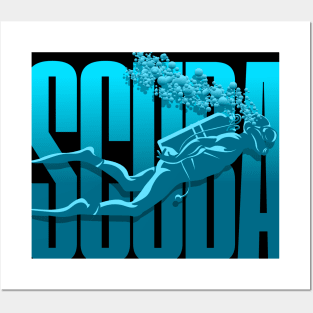 Scuba Diving Reef Diving Freediving Spearfishing designs product Posters and Art